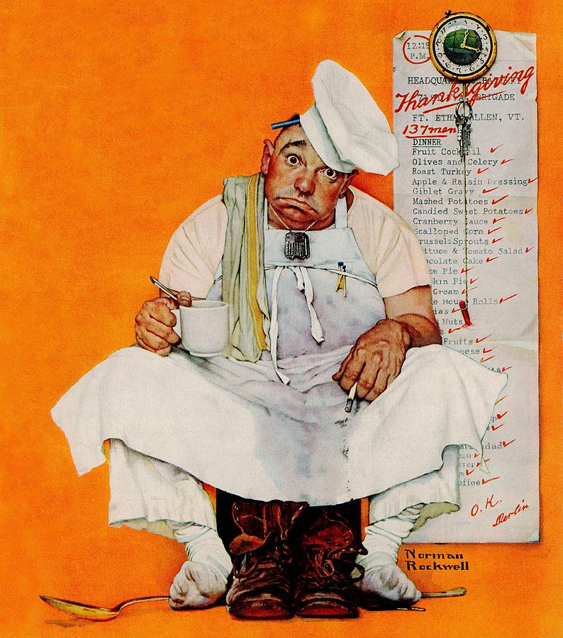 thanksgiving Day Blues Painting by Norman Rockwell