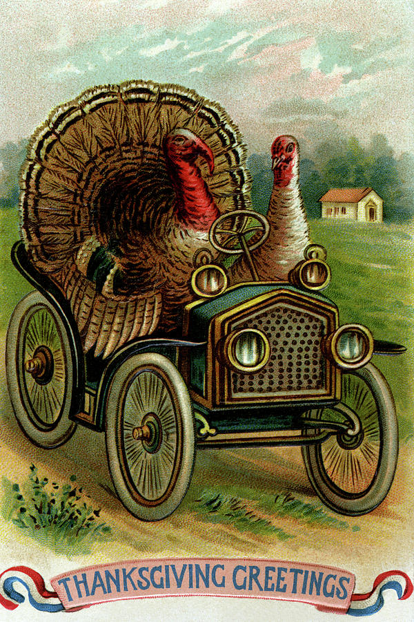 Thanksgiving Greetings: A Quick Getaway Painting by Unknown