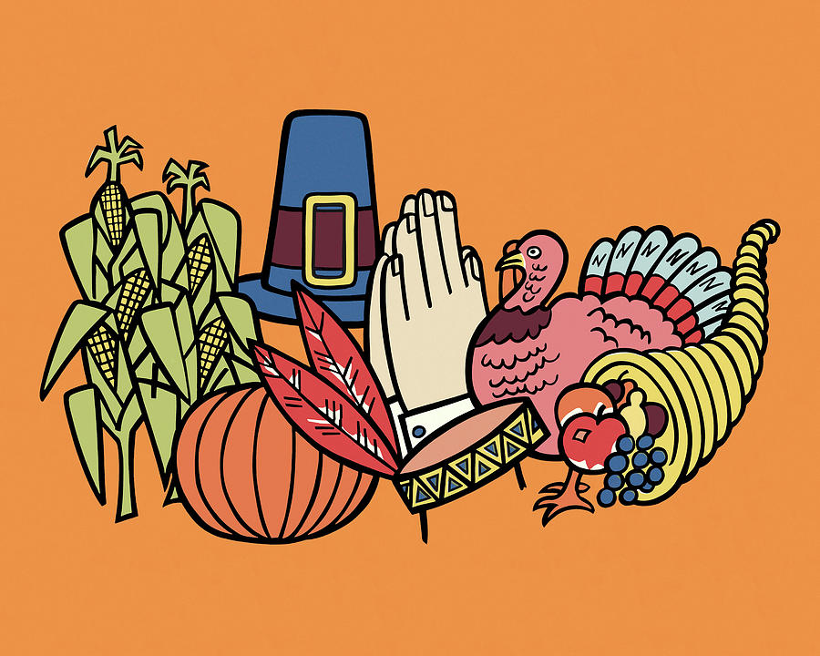 Fall Drawing - Thanksgiving Motif by CSA Images