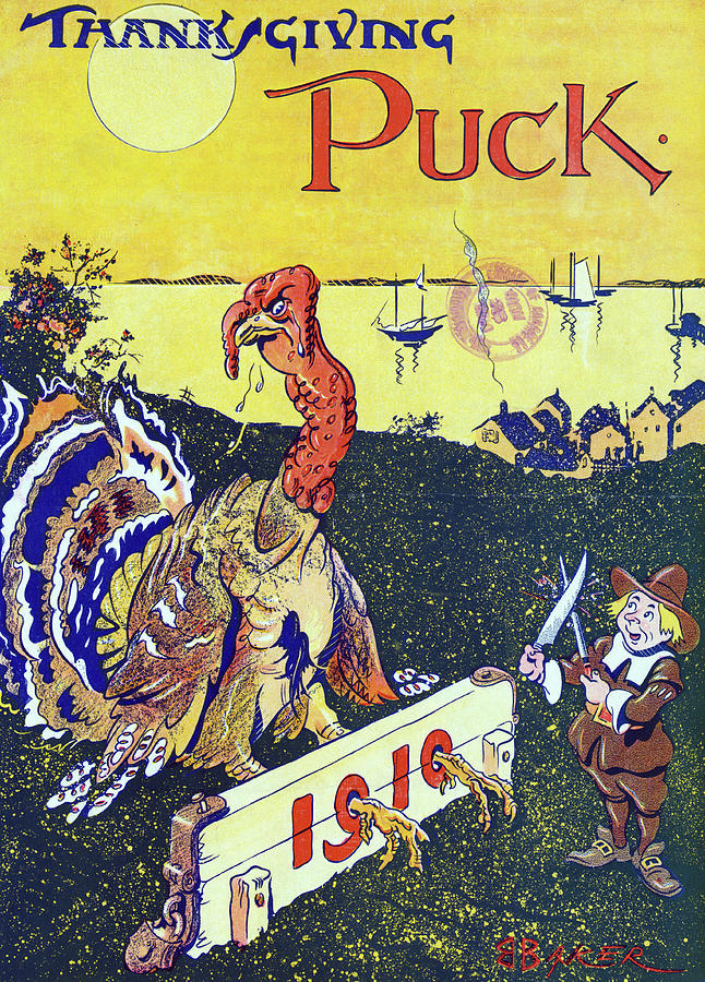 Thanksgiving Puck 1910 Painting by Brynat Baker