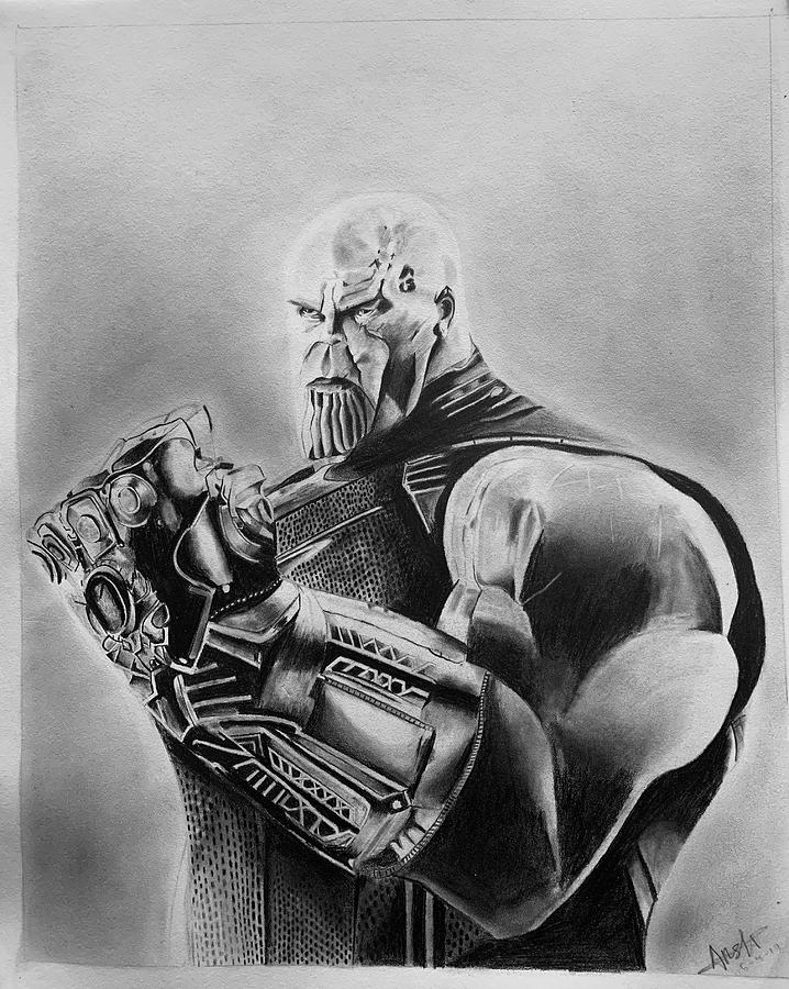 thanos full body drawing