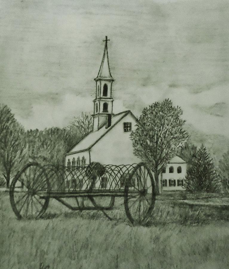 That Old Country Church Drawing