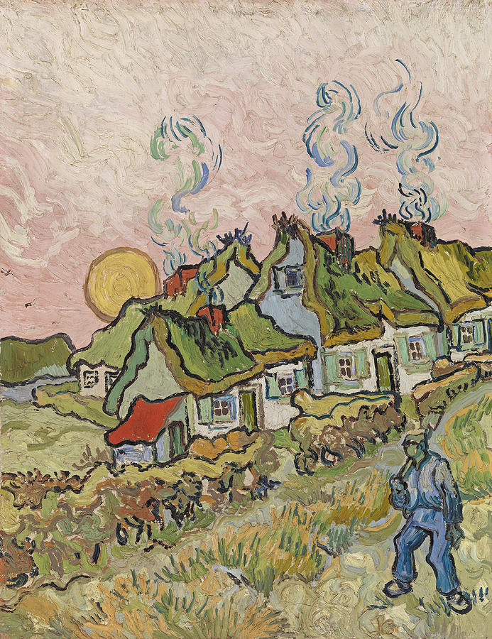 Thatched Cottages in the Sunshine Painting by Vincent van Gogh
