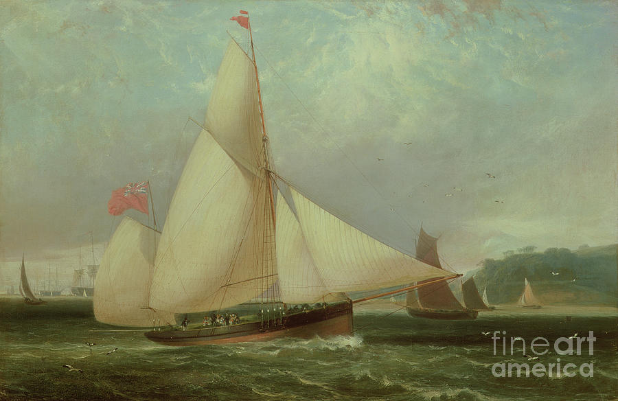 Flag Painting - The 12th Duke Of Norfolks Yacht arundel by Thomas Luny