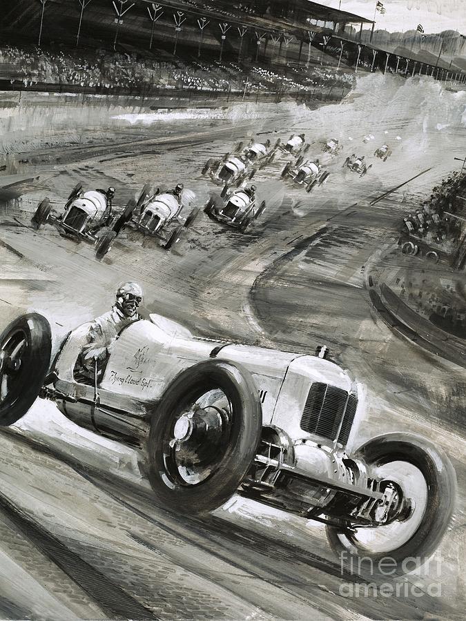 Car Painting - The 1925 Indianapolis 500 by Graham Coton