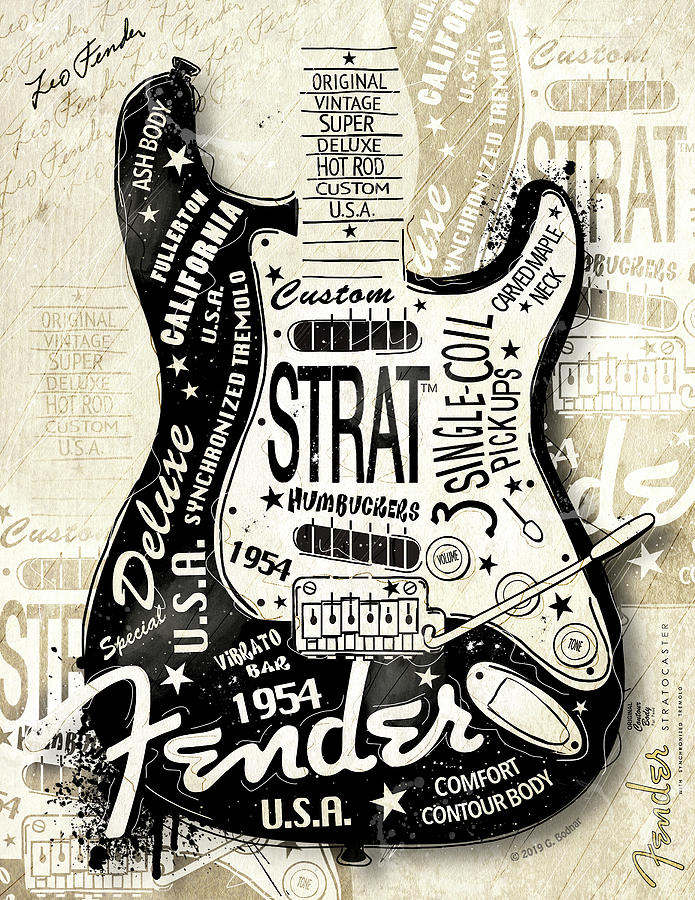 The 1954 Fender Strat Digital Art by Gary Bodnar