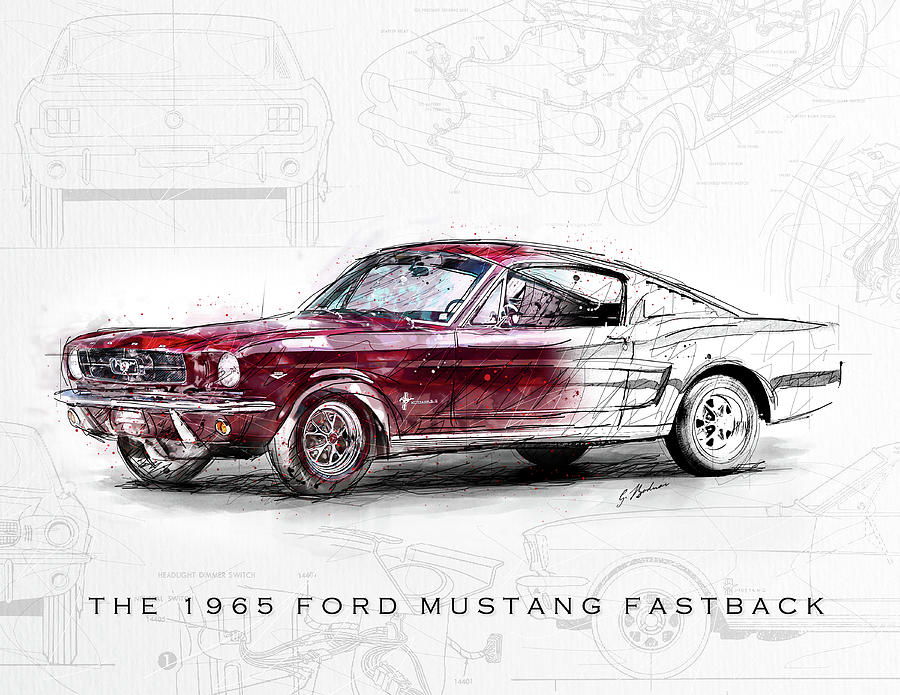 The 1965 Ford Mustang Fastback  Digital Art by Gary Bodnar