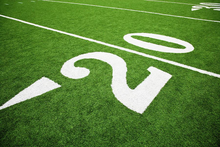 The 20 Yard Line On A Football Field Photograph by Dreampictures Fine