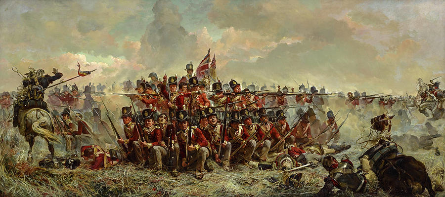 Elizabeth Thompson Painting - The 28th Regiment at Quatre Bras by Elizabeth Thompson