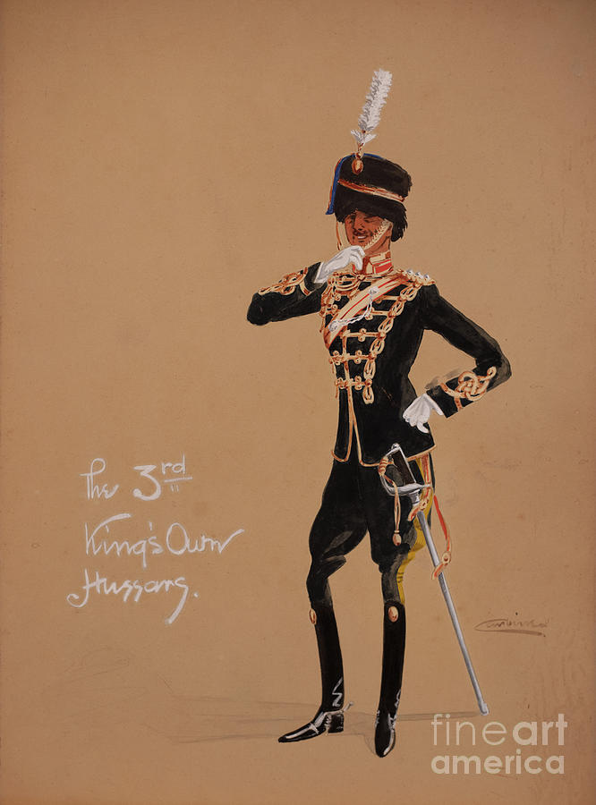 The 3rd Kings Own Hussars, 19th Century Painting by British School