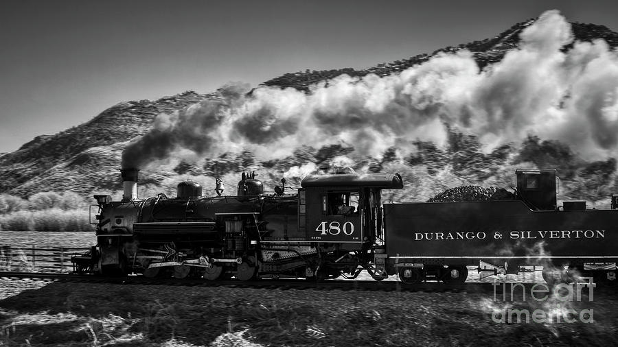 The 480 Durango Silverton Steam Engine in Black and White Photograph by Janice Pariza