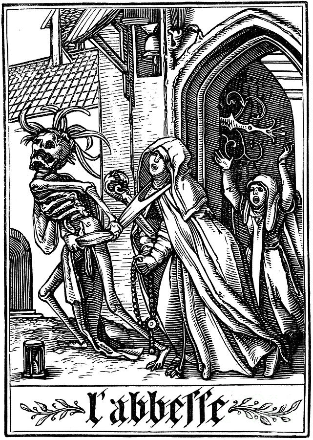 The Abbess Visited By Death, 1538 Drawing by Print Collector The Abbess Visited By Death, 1538 Drawing by Print Collector