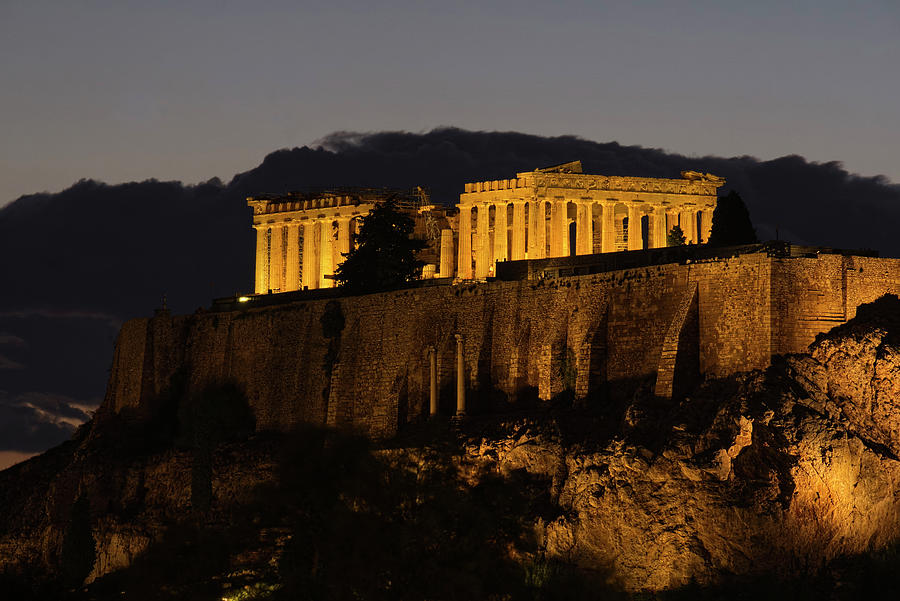The Acropolis At Night Photograph