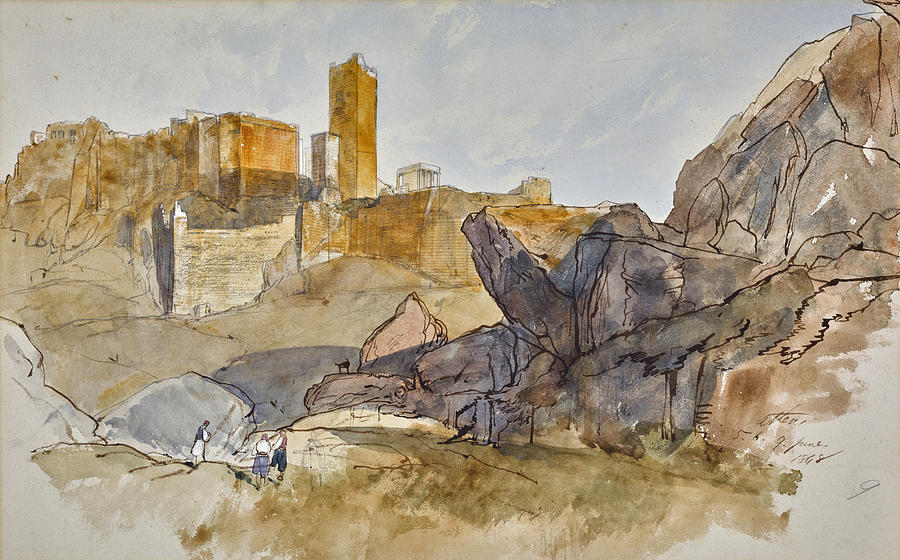 The Acropolis, Athens Drawing by Edward Lear