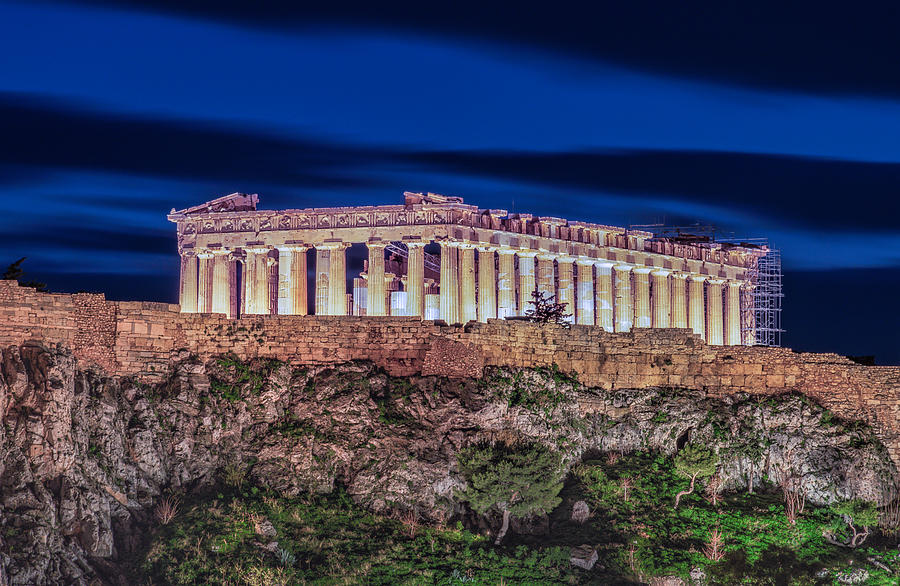 The Acropolis Of Athens In Twilight Photograph by Michael Kalika