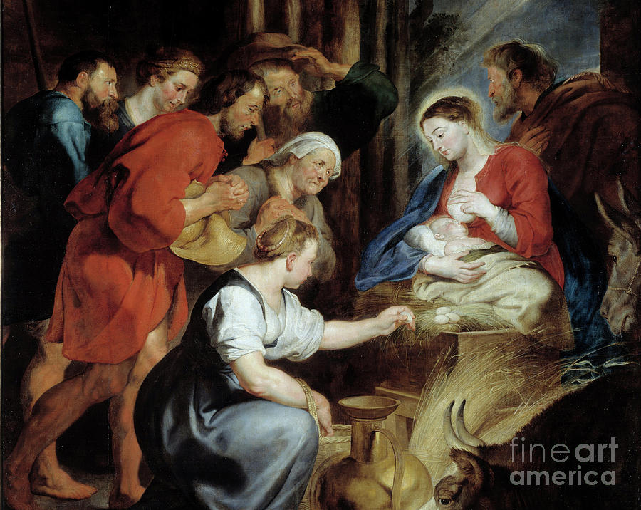 Girl Painting - The Adoration Of Shepherds Detail Painting By Rubens by Rubens Girl Painting - The Adoration Of Shepherds Detail Painting By Rubens by Rubens