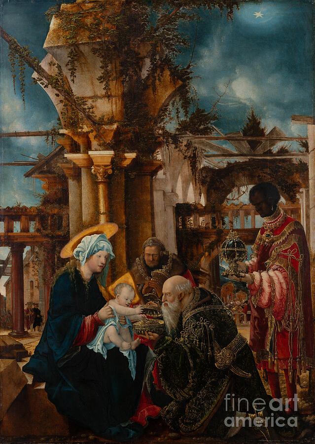 Madonna Painting - The Adoration Of The Magi, Circa 1530 1535 Mixed Technique On Lime Wood by Albrecht Altdorfer