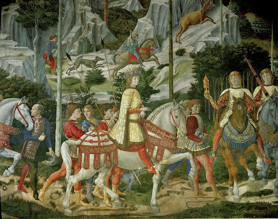The Adoration of the Magi Lorenzo il Magnifico. Lorenzo il Magnifico and his courtiers, 1459. Painting by Benozzo Gozzoli -1420-1497-