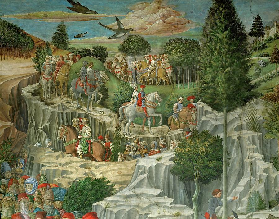 The Adoration of the Magi The cortege of Lorenzo il Magnifico winding through the landscape, 1459. Painting by Benozzo Gozzoli -1420-1497-