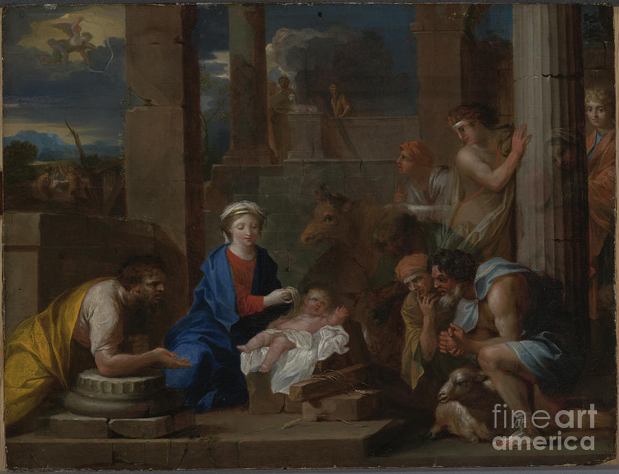 The Adoration Of The Shepherds, C.166070 Painting by Nicolas Pierre