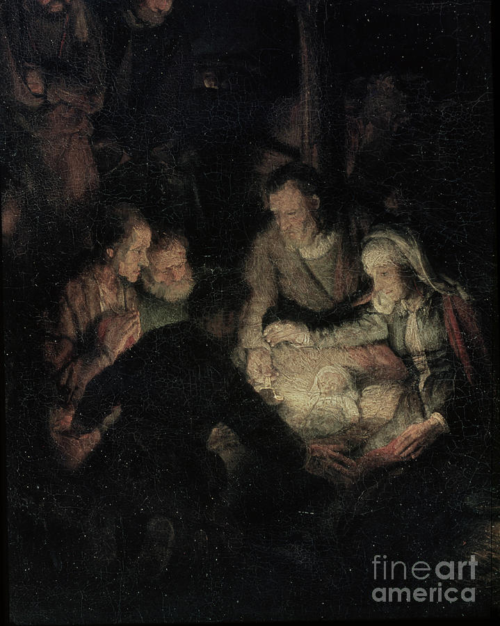 The Adoration Of The Shepherds, Detail, 1646 Painting by Rembrandt