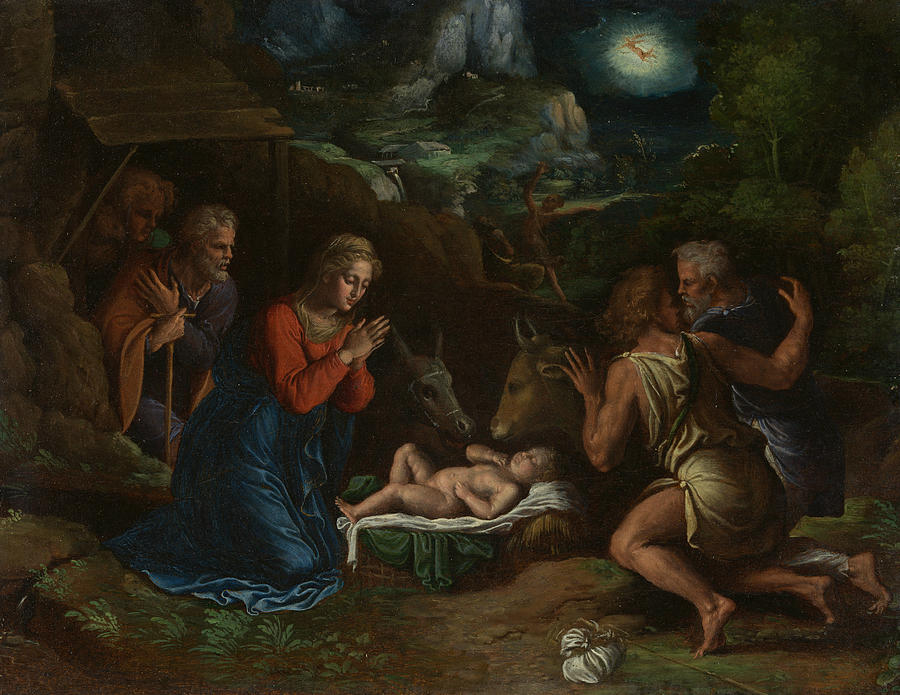 The Adoration of the Shepherds Painting by Girolamo da Carpi