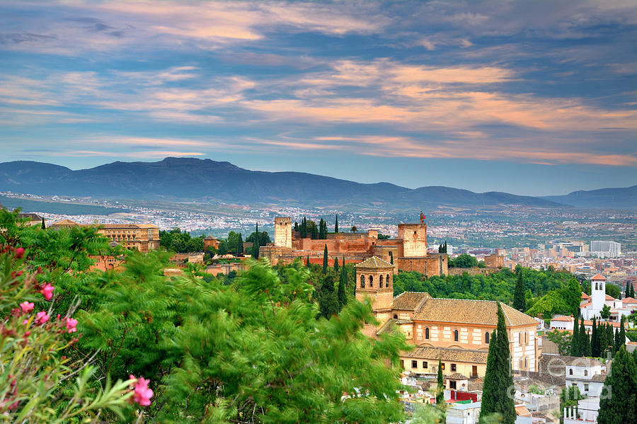 The Alhambra Palace and Albaicin. Spring sunset Photograph by Guido