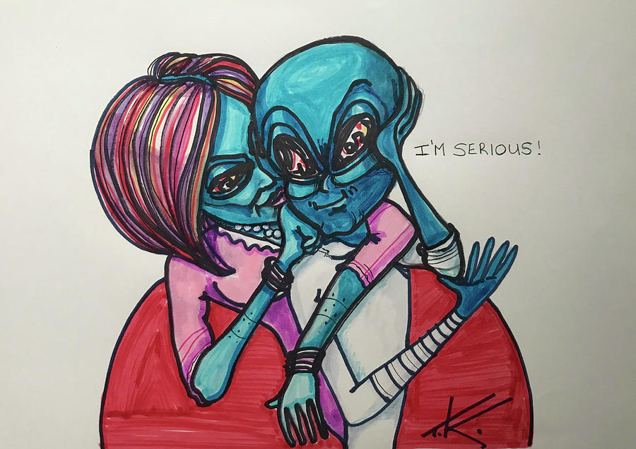 The alien is serious Drawing by Similar Alien