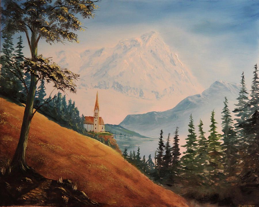 Tree Painting - The Alpine Mountain Church by Jameson Way