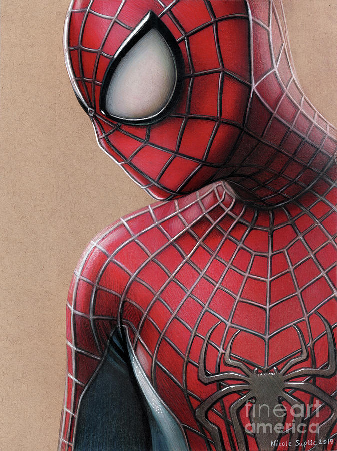 The Amazing SpiderMan Colored Pencil Drawing Drawing by Nicole Suptic