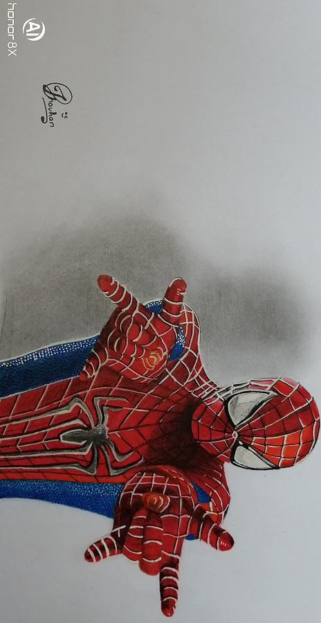 The Amazing Spider-man Suit Color Pencil Drawing - Etsy Norway