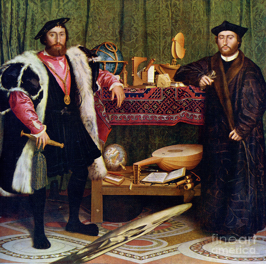 The Ambassadors, 1533, 1912.artist Hans Drawing by Print Collector