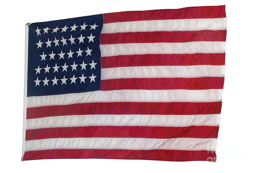 The American National Flag, With 34 Stars, Effective From 1861 To 1863 Fort Pillow State Park, Tennessee (usa) Drawing by American School