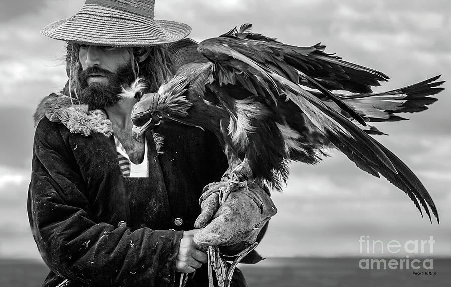 Hunting Photograph - The American Sportsman, Falconry With An Eagle, Black And White by Thomas Pollart Hunting Photograph - The American Sportsman, Falconry With An Eagle, Black And White by Thomas Pollart