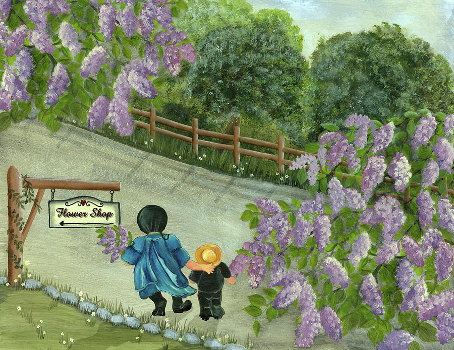 Flower Painting - The Amish Flower Shop by Tina Nichols