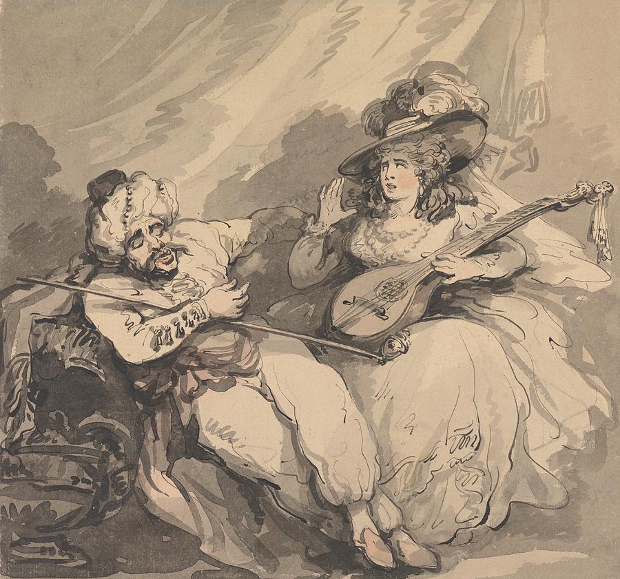 The Amorous Turk Drawing by Thomas Rowlandson