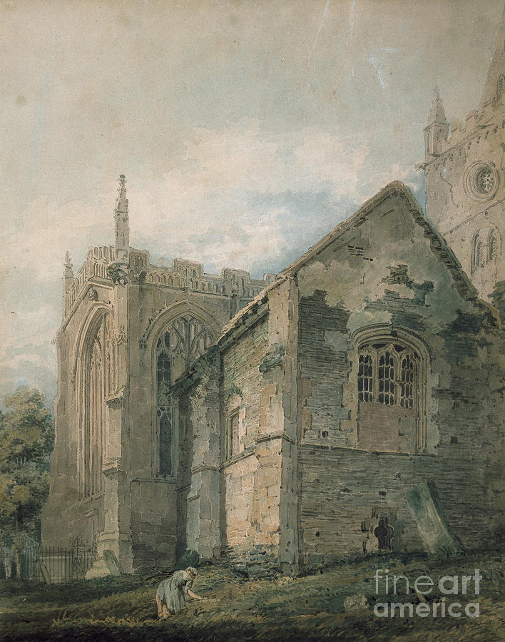 The Ancient Charnel House, Holy Trinity Church, Stratford Upon Avon Painting by Thomas Girtin