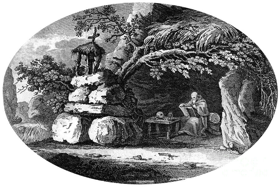 The Ancient Hermits, C19th Century Drawing by Print Collector