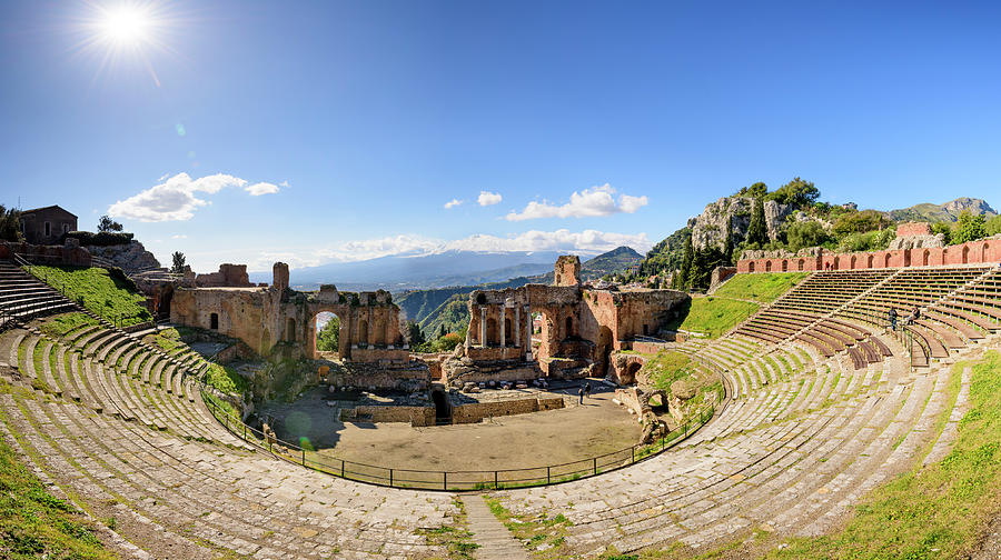 The Ancient Theatre Of Taormina, Sicily Digital Art by Natalino Russo ...