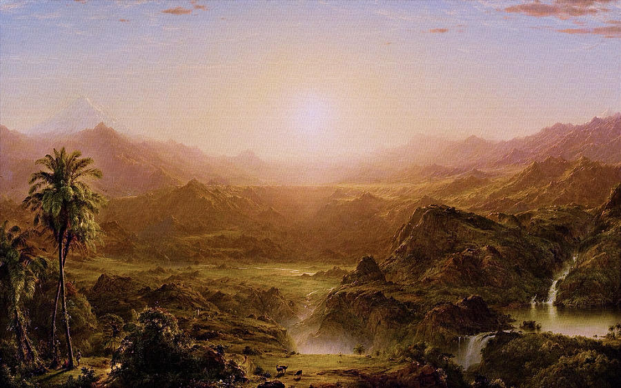 The Andes of Ecuador  by Frederic Edwin Church Painting by Rolando Burbon