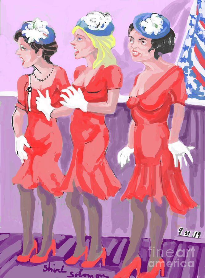 Ink Painting - The Andrew Sisters by Shirl Solomon