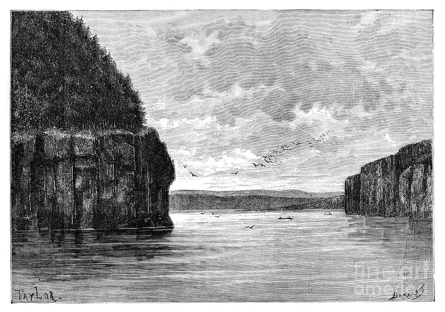 The Angara River, Below The Padunskiy Drawing by Print Collector