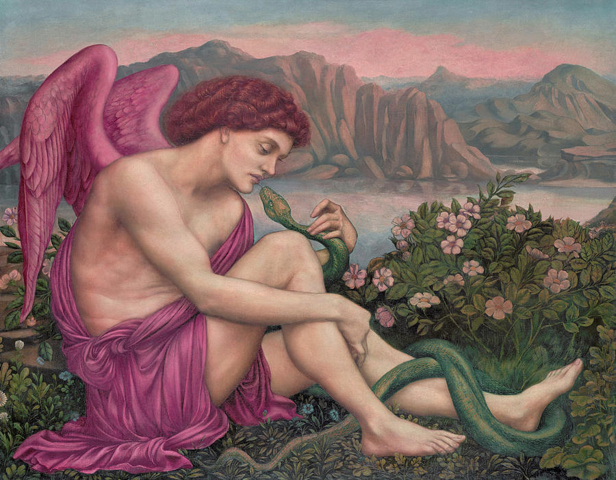 Evelyn De Morgan Painting - The angel with the serpent #1 by Evelyn De Morgan