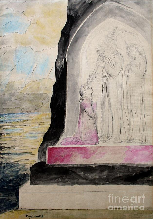 William Blake Painting - The Angel With The Sword Marking Dante With The Sevenfold, Illustration From purgatorio, Dantes Divine Comedy, C.1825-27 by William Blake