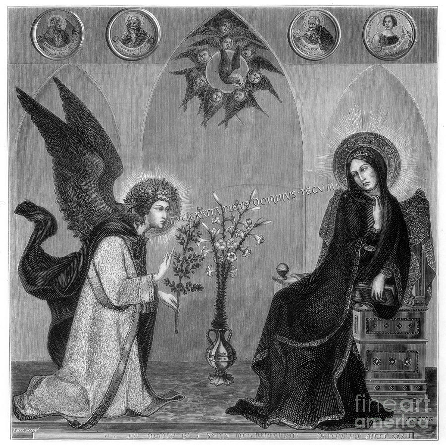 The Annunciation, 1333 1870. Artist J Drawing by Print Collector