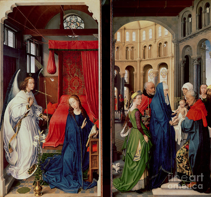 The Annunciation And The Presentation In The Temple Painting by Rogier Van Der Weyden