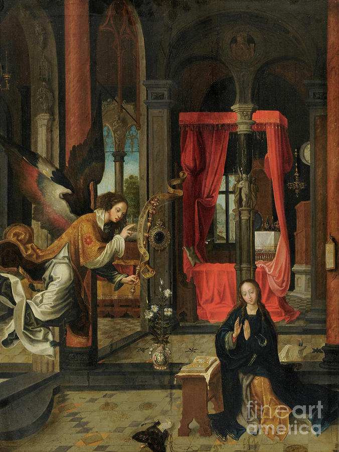 Madonna Painting - The Annunciation by Jan de Beer by Jan de Beer