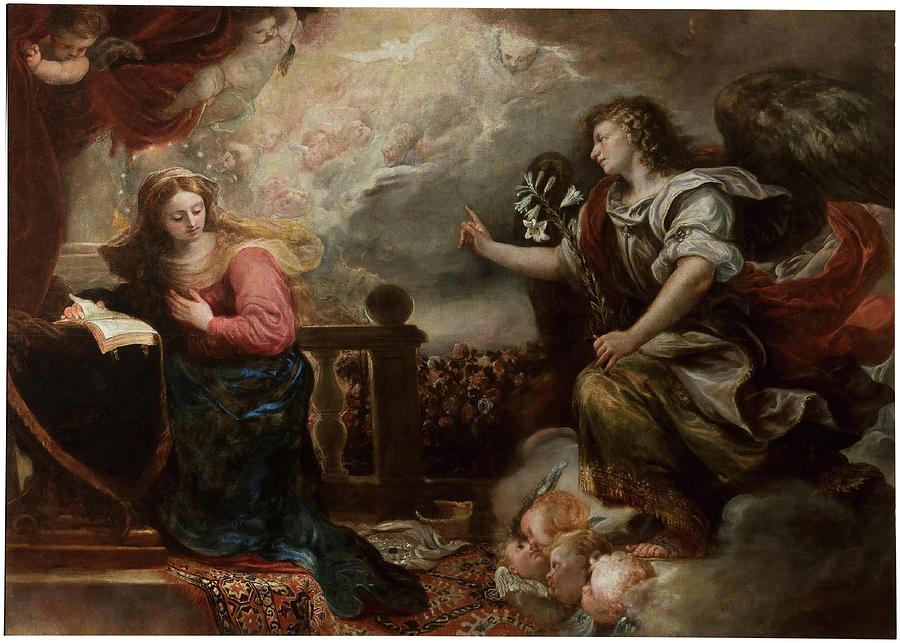 The Annunciation. Ca. 1663. Oil on canvas. Painting by Francisco Rizi