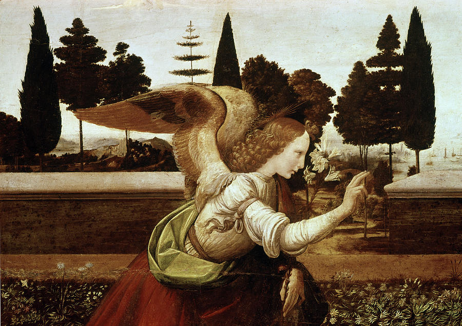 The Annunciation-detail #1 C.1459 Painting by Artist - Leonardo Da ...