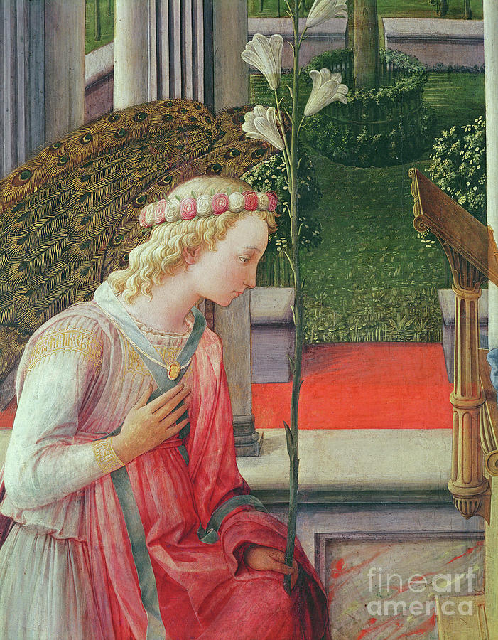 Fra Filippo Lippi Painting - The Annunciation, Detail Of The Angel Gabriel, Oil On Panel, Detail by Fra Filippo Lippi